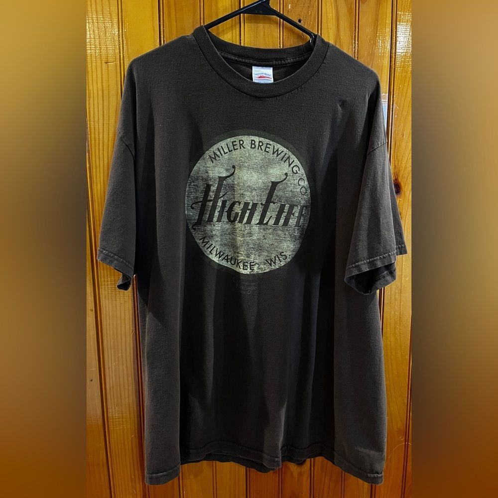 2000's vintage-style Miller High Life t-shirt Size XL Brown